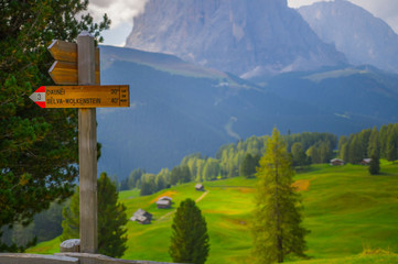 Alm mit Blick auf Langkofel