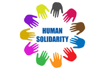 Día internacional de la solidaridad humana en manos.