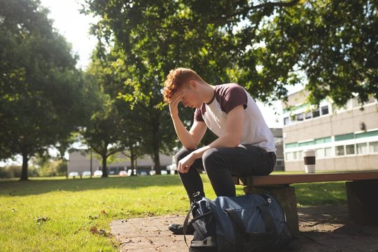 College student sitting in campus