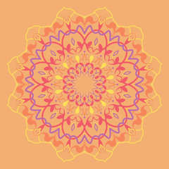 Vintage pastel color circular pattern. Art symbol.