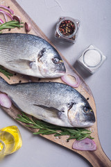 Raw dorado fish and ingridient for cooking