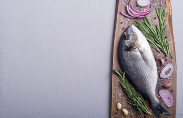 Raw dorado fish and ingridient for cooking