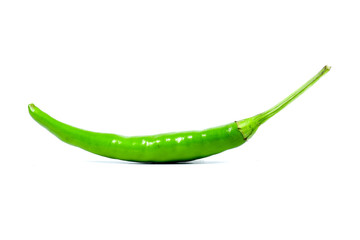 Hot red chili or chilli pepper on white background.