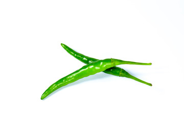 Hot red chili or chilli pepper on white background.