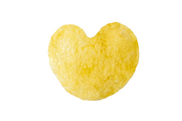 heart shape potato chips isolated on white background with clipping path
