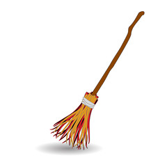 Broomstick Icon Symbol Design. Vector illustration isolated on white background. Halloween graphic