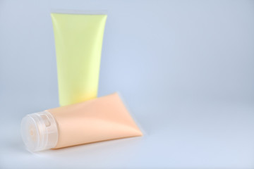 Color tube mock-up for cream, tooth paste, gel, sauce, paint, glue. Packaging collection. 