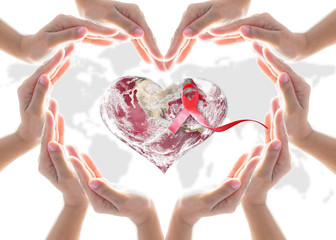 World heart health day, blood, organ donor concept with collaborative heart-shape hands