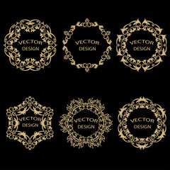 A set of a circular ornament in baroque style.