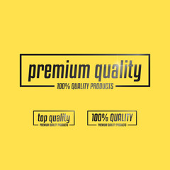 Premium Quality, Top Quality & 100% Quality Labels Yellow Background