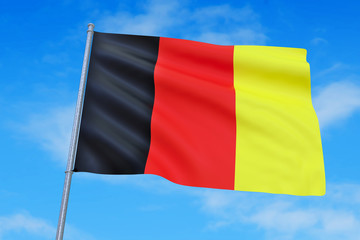 Fototapeta na wymiar 3d rendering flag belgium red red yelow black background illustration
