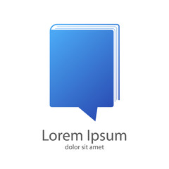 Logotipo comentario y libro en color azul