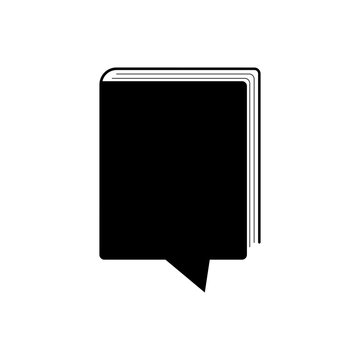 Logotipo comentario y libro en color negro