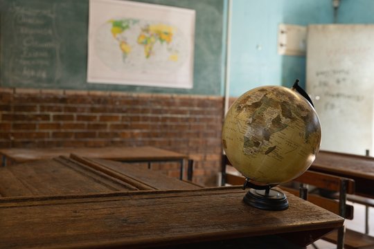 Globe in the classroom at school