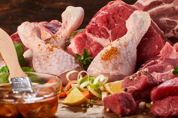 Raw meat for cooking in close-up
