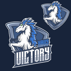 Mascot f mustang horse head esport gaming mascot logo template © FNR Graphics