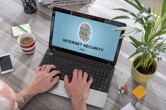 Internet security concept on a laptop