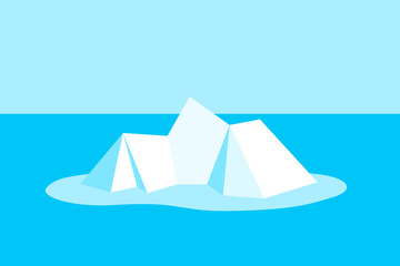 Glacier is melting - ice is decreasing and dissolving into water o sea and ocean. Angular style minimalist vector illustration