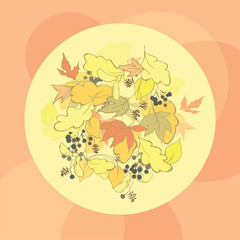 Autumn mood. Postcards with autumn leaves. October. Autumn, bright pattern.