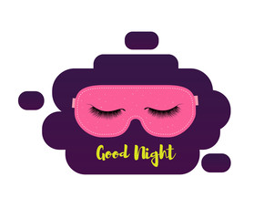 sleeping mask with eyelashes. Sleep and nigt accessory. good night