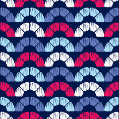 Seamless abstract geometric pattern. Wave. Mosaic texture. Brushwork. Hand hatching. Can be used for wallpaper, textile, invitation card, wrapping, web page background.