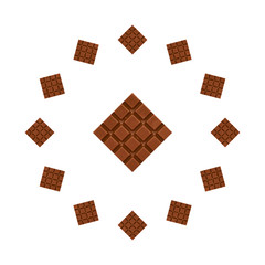 Close up of chocolate pieces background, clock composition