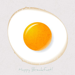 Illustration of Sunny-Side Up Fried Egg. Good morning postcard. Breakfast picture. Fried eggs and the inscription on a light background.