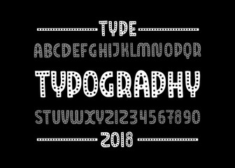 6748550 Dot font. Hand drawn type face. Vector typography illustration. Alphabet design for logo, lettering and prints.