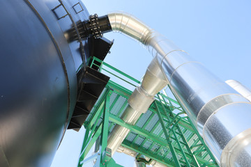 pumps and piping system outside of industrial plant