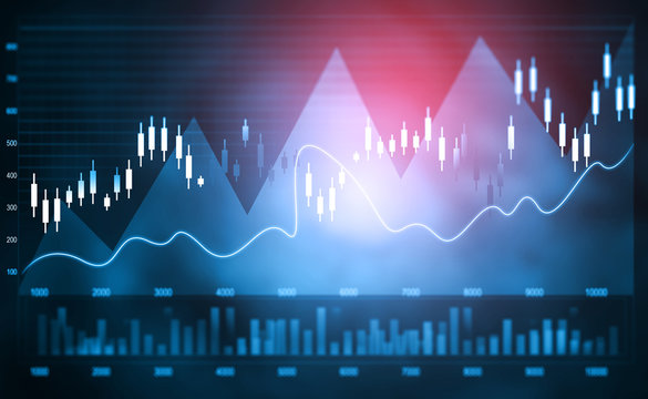 Financial stock market  graph. Digital illustration.