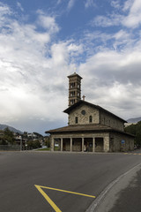 Fototapeta na wymiar stone church on Alps