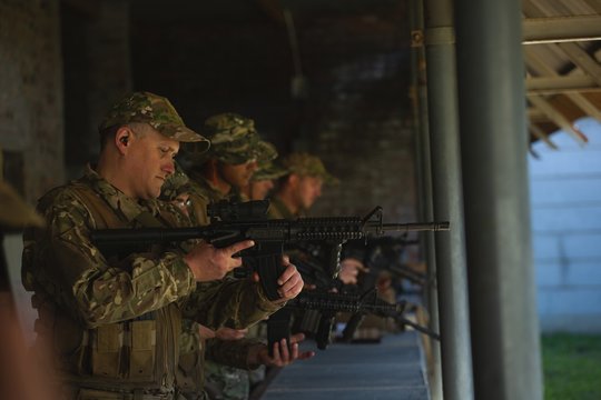 Military soldiers training during military training