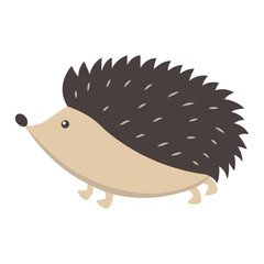 Cute Hedgehog Cartoon Flat Vector Sticker or Icon