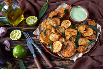 crispy Fried Eggplant slices, top view