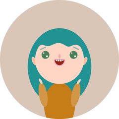 happy girl with turquoise hair