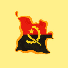 Angola - Map colored with Angolan flag