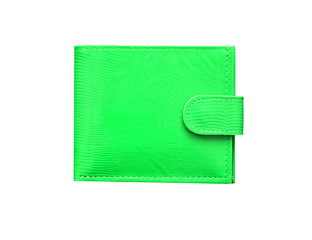green purse on a white background