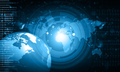 Global technology background, digital world. Digital illustration.