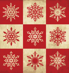 Retro Christmas Design with Snowflakes