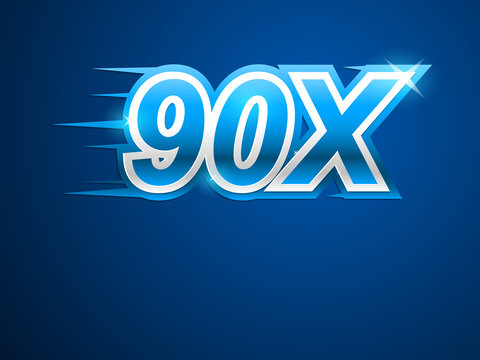 90x Faster. Blue vector sign