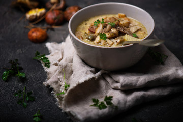 wild mushroom chowder with bacon