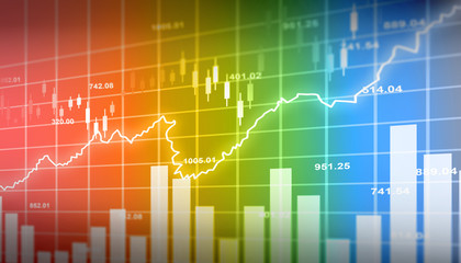 Financial stock market  graph. Digital illustration.