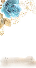 background with a gold border and the watercolor roses-10