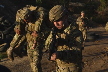 Military soldiers training during military training