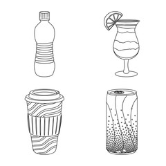 Isolated object of drink and bar symbol. Collection of drink and party stock symbol for web.
