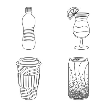 Isolated object of drink and bar symbol. Collection of drink and party stock symbol for web.