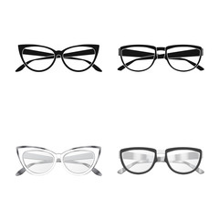 Vector design of glasses and frame icon. Collection of glasses and accessory vector icon for stock.