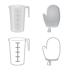 Vector design of kitchen and cook icon. Collection of kitchen and appliance stock symbol for web.