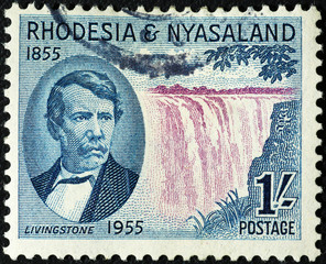 Victoria Falls on old stamp of Rhodesia
