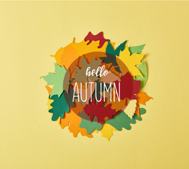 flat lay with colorful papercrafted foliage with 